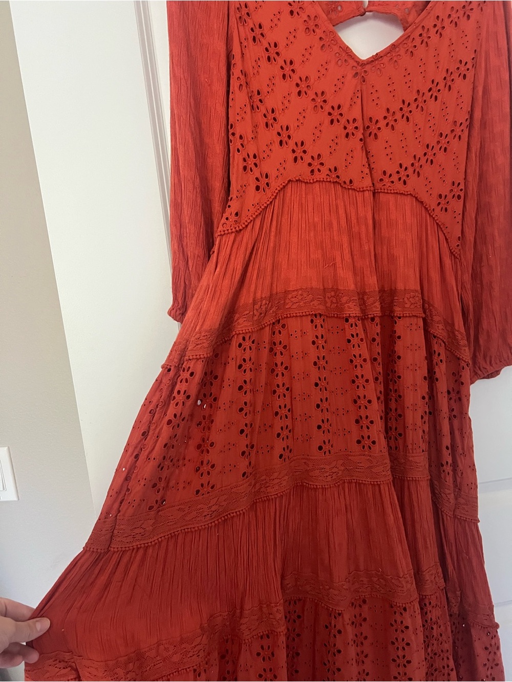 FREE PEOPLE Bohemian Red Tiered Maxi Dress - Picture 4 of 11